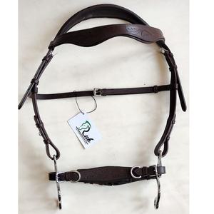 Bride de cheval portable en cuir noir confortable avec raccords en laiton pour le dressage et la course d'équitation Hakka More Bridle - Product Image 1