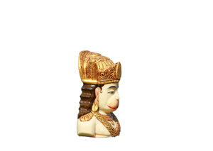Nirmala Handicrafts - Estatua de Busto de Hanuman Pintada en Dorado sobre Mármol Hecha a Mano, Diseño Bajaran Bali, Decoración Art Deco para Mesa de Centro - Product Image 3