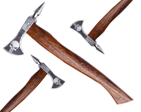Hache tactique médiévale MDM en acier haute teneur en carbone, manche en bois de rose, hache de combat HC 5160, 17 pouces, style Viking, 800g, idéale pour le camping