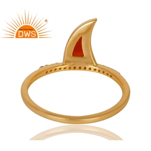 Bague en argent sterling 925, Onyx rouge, CZ requin, Fin, pour filles, vente en gros, plaqué or 18K, fournisseur de bijoux - Product Image 3