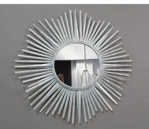 Miroir mural noir suspendu en forme de feuilles de beauté, cadre métallique, Design décoratif, miroir mural diamant - Product Image 3