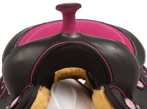 Premium Y&Z Horse Western Synthetic Black & Pink Corner with Pad Classic Design Durable <b>Saddle</b> 14"-18" - Product Image 5