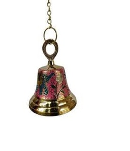 Campana de latón macizo de diseño antiguo, accesorio con mango de Krishna para temple home, superventas, precio al por mayor - Product Image 2