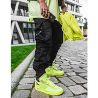 Pantalon cargo noir personnalisé - 100% coton, tissu uni, grande taille, saison printemps, logo de marque personnalisé et designs OEM