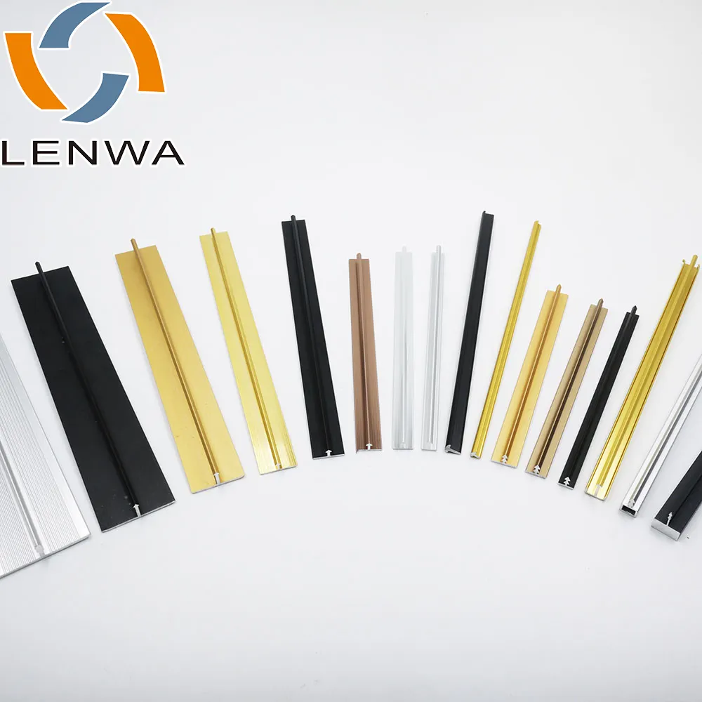 दुकान में Lenwa एल्यूमीनियम फैक्टरी प्रोफ़ाइल T6,T8,T10,T12,T15,T20, t25 आकार दीवार सजावट ट्रिम