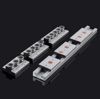 Guía de Rodillos para Puerta Corredera, Riel de Guía Lineal SGR25, Riel de Aluminio con 3, 4 y 5 Ruedas, Bloque SGB25