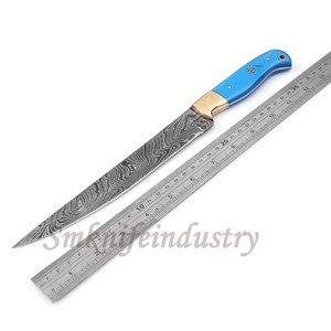 New Custom Hand Forged Damascus Fillet Fishing knife With leather Sheath cover (smk1599) - Product Image 5