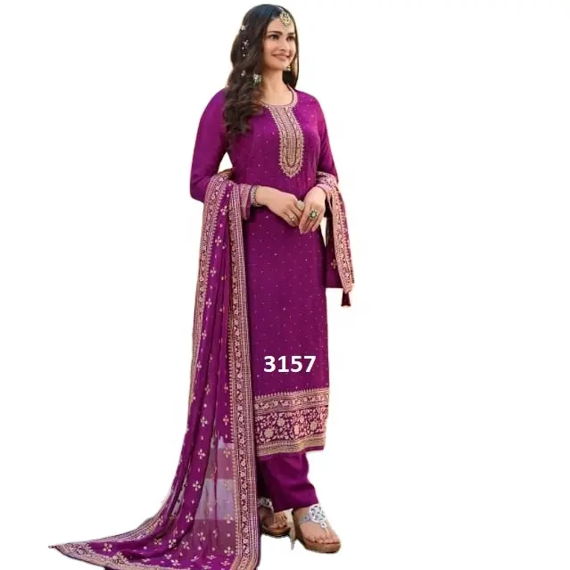 חדש PUNJABI PATIYALA חליפה עם DUPATTA קמיז Kameez עונה חגיגית מסיבה מזדמן ללבוש גבירותיי ללבוש סיטונאי חתיכה 2023 הודו