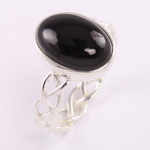 El mejor anillo de plata de ónix negro Natural con cabujón ovalado de Plata de Ley 925 sólida, regalo de Joyería Al por mayor para su regalo de boda - Product Image 1