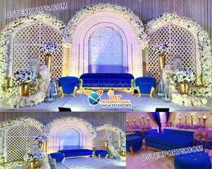 Scène de mariage Panneau de paon en fibre de verre blanc Cadre de paon en fibre blanche pour mariage Cadre de paon blanc élégant pour mariage Toile de fond USA - Product Image 2