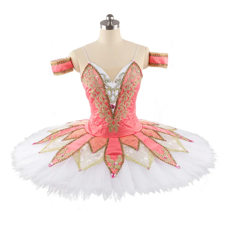 Nuovo Design di Alta Qualità di Corallo Del Panno Delle Ragazze di Danza Professionale Tutu di Balletto Prestazioni Costume