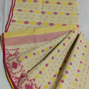 Cheep Price Export Quality Exclusive Pink-White Mixed Dhakai Jamdani Saree Cotton Fabric artigianato dal Bangladesh
