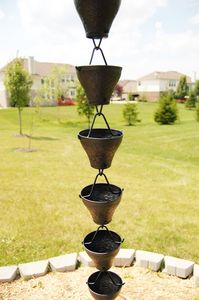 โซ่ฝนเคลือบผงทองแบนโซ่ฝนค้อนอลูมิเนียมสำหรับบ้านและสวน - Product Image 3