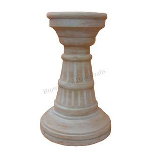 Bougeoir élégant en bois de manguier massif sculpté à la main blanc antique pour la décoration intérieure et les fêtes de mariage de Noël - Product Image 1