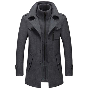 Manteau d'extérieur long pour homme en cuir de veau véritable, couleur unie, col montant, chaud pour l'hiver, personnalisable avec logo sur le devant, haute qualité 2026 - Product Image 1