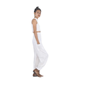 Vêtement de plage pour femmes, pantalon sarouel, couleur unie, blanc, PP0004 020000 04, prêt à livraison - Product Image 3
