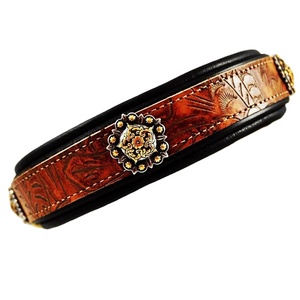 Collier de chien rembourré en cuir de vache, sur mesure, 100% cuir de vache américain, qualité supérieure, avec décoration Concho, vente en gros - Product Image 1