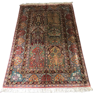 Tapis en laine noué à la main, artistique, célèbre dans le monde, multi-couleurs, traditionnel, fait à la main - Product Image 1