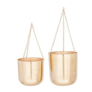 Decorative Brass finished Bowl Hanging <b>Planter</b> with Metal Chains - Product Image 1