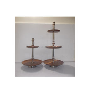 Support à gâteau rond en bois écologique à 2 niveaux, avec design compatible lave-vaisselle, pour présentation, Razvi International RI-2050 - Product Image 1