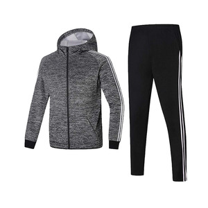 Custom Arm Stripes Sport Sweat Suit Set Men's Jogging Two Piece Hooded <b>Jacket</b> Pants Track Suit - Product Image 2