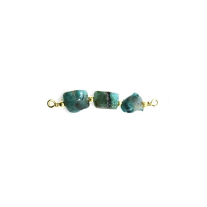 Raw <b>Turquoise</b> Gemstone Bar Necklace 41x9mm Gold Plated Wire Wrapped Jewelry Making Connector - Product Image 4