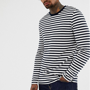New Arrival Pure Cotton T-<b>Shirt</b> Men Long Sleeve T-<b>Shirt</b> <b>Plain</b> Black And <b>White</b> Stripe T <b>shirts</b> - Product Image 6