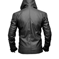 Veste à capuche en cuir noir pour homme - Hiver - Grande taille - Imperméable - Écologique - Fabriqué au Pakistan - Inspire Apparel