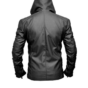 Fashion Men black <b>Leather</b> zipper hoodie <b>Jacket</b>/men <b>leather</b> <b>jackets</b> Pakistan <b>leather</b> <b>jackets</b> By inspire apparel - Product Image 2