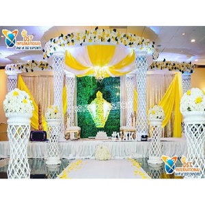 South Indian Wedding Modern Crystal Mandap LED Lighted Pillars Wedding Crystal Mandap Indian Wedding Event Modern Crystal Mandap - Product Image 1