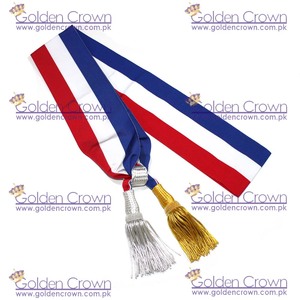 Echarpe Tricolore Pour L'Adjoint Au Maire (Argent) | Écharpe française pompon doré | Écharpe de gros - Product Image 4