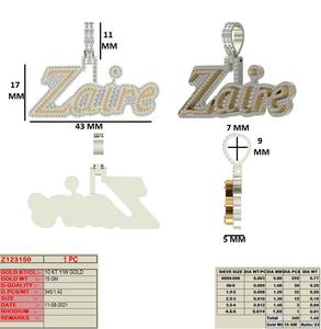 Personalizable 10K Amarillo/oro blanco mujeres colgante diamantes naturales moda nombre compromiso boda regalo encantos - Product Image 2