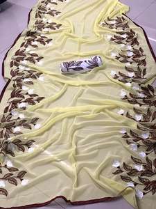 Saree en georgette lourde exclusif pour femmes, vêtements traditionnels indiens traditionnels pour les occasions spéciales - Product Image 3