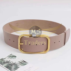 Ceinture en cuir véritable avec boucle pour femme, large, en laiton, Simple, décontractée, 1 pièce - Product Image 2