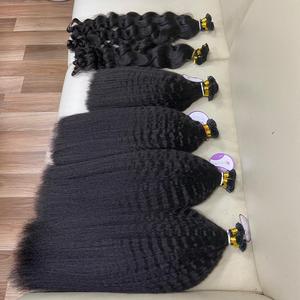 Extensions capillaires brésiliennes, à pointes, de type africain, cheveux vierges péruviens, lisses, crépus, crus, vente en gros, - Product Image 1