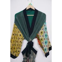 Kimono en soie crêpe 100% vintage, vêtements de nuit sexy pour femmes, col en V, manches 3/4, chemise de nuit respirante, automne, printemps, été