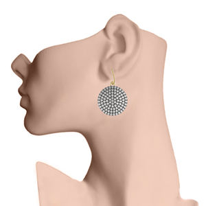 Pendientes de plata de ley 925 con disco de diamante pavé, joyería de oro de 14k hecha a mano para mujer, venta al por mayor - Product Image 2