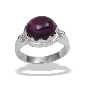 Bague classique en argent sterling 925 avec améthyste naturelle sertie clos pour femme, idéale pour mariage et soirée - Product Image 1