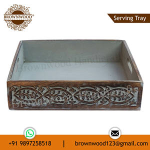 Plateau de service en bois de manguier de qualité supérieure plateau de service de collations en bois le plus vendu plateau décoratif du fabricant et fournisseur en vrac - Product Image 2