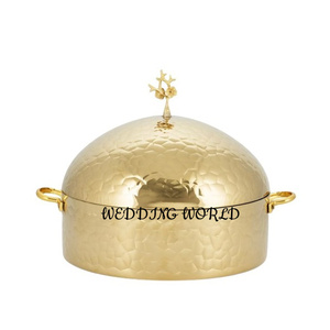 Casserole fantaisie en acier inoxydable de qualité supérieure, faite à la main, forme ronde, pour décorer la table, chauffe-plats en métal - Product Image 6