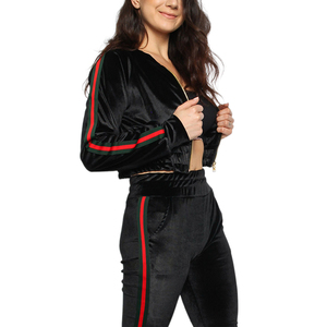 Ensemble de survêtement pour femmes avec logo personnalisé, haut court à col rond et manches longues, pantalon de sport taille haute, vêtements pour femmes - Product Image 2