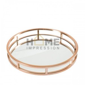 Espejo de vidrio transparente y bandeja de forma rectangular chapada en oro fundido de aluminio Bandeja superior Todas las ocasiones de temporada Bandejas de artículos de regalo - Product Image 6