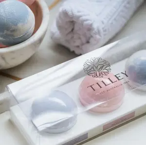 TILLEY - Scented Bath Bomb Trio 3 x 150g - Tropical / Floral - Gift Set - Classic White Collection - Bath & Body