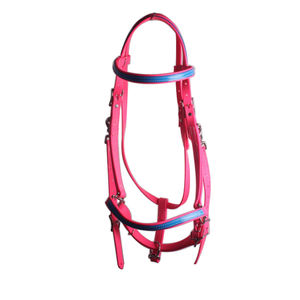 Brida de cuero estilo western Harbour Bit Less con cabezada decorativa, sin cabezal, con logotipo personalizado, cómoda - Product Image 4