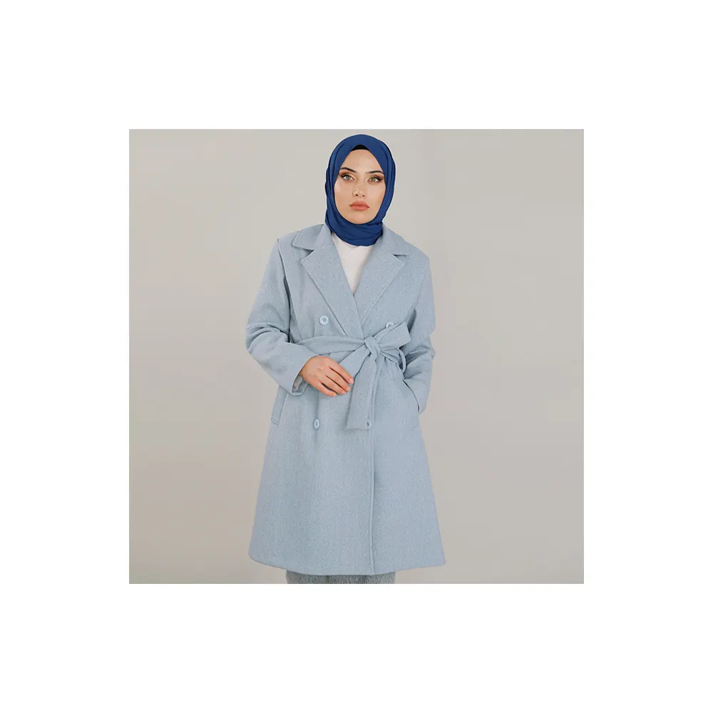 Best Selling Women's Long Coat Sky Blue Wholesale Product