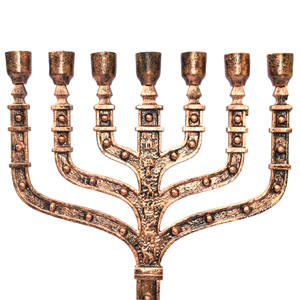 Menorah <b>Hanukkah</b> 7 Branches Hanuka Special Jerusalem Design Copper Antique with Twelve Trives of Israel Menorahs - Product Image 3