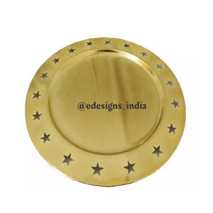 Plaque de chargeur en métal de luxe, plateau de Table décoratif de mariage à la maison, sous-assiette de forme arrondie, meilleur plateau de service fait à la main - Product Image 4