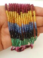 Perles rondes de saphir multicolores 100% naturelles à facettes fines 3-5 mm, pierres de saphir multicolores entièrement naturelles, collier de perles à vendre