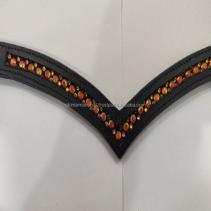 Bande de sourcils en cuir forme de V, multicolore, strass à fixer avec un canal vide et couture complète, vente en gros, - Product Image 2