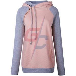 Sudaderas con capucha para mujeres oblicua cremallera sudaderas con capucha de manga larga Tops empalme Color Casual Jersey - Product Image 3